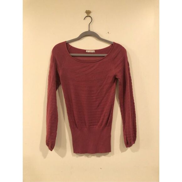 Hinge Dusty Rose Pink Woven Scoop Neck Elastic Wide Waist Puff Sleeve Shirt - Picture 13 of 13